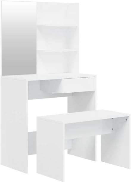 Kaptafel Set - Make-up Bureau - Make-up Organiseren - Hoogglans Afwerking - 745x40x141 cm - Wit