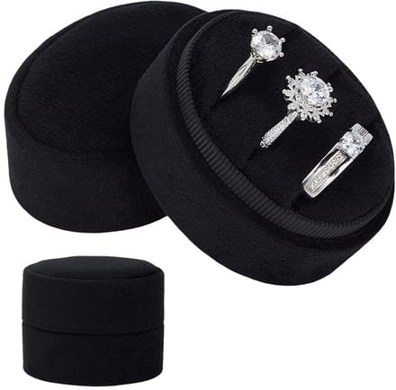 Dailygoods - Fluwelen Ring Doos voor 3 Ringen - Zwart Ovaal Sieradenhouder