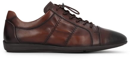 Brown men's leather shoes with shaded upper