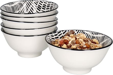 Set van 6 graankommen Jail Zwart Wit - 89991