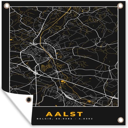 Tuindoek Aalst - Goud - Stadskaart - Plattegrond - Kaart - 100x100 cm