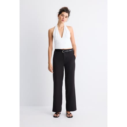 Stradivarius Rechte geklede broek met riem  Zwart 34