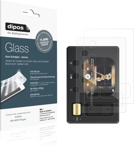 dipos – 2x Matte Pantserfolie geschikt voor Diofox M6 MP3-Player | 9H Screenprotector