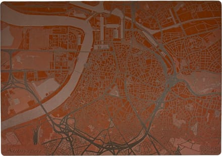 Place Maps Placemat Skyline Brugge - Belfort - Kunstleer - Zwart - 1 Stuk