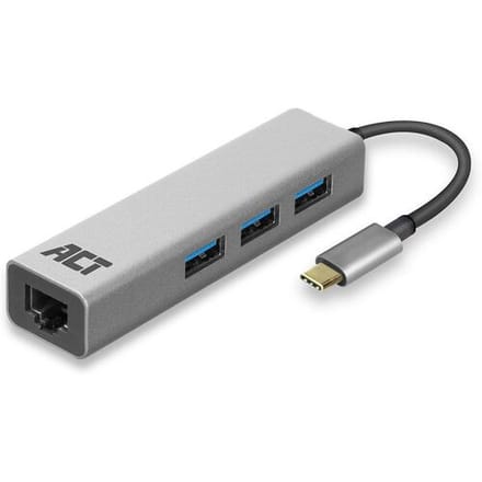 ACT USB-C hub 3.0, 3x USB-A, Gigabit ethernet AC7055