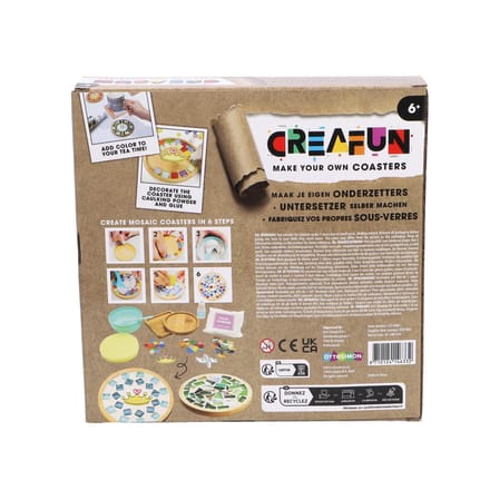 Creafun knutselset onderzetters maken - kleurrijk mozaïek DIY pakket.
