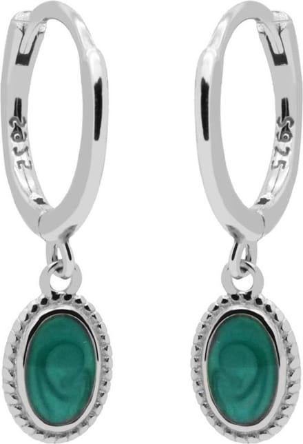 Karma Oorringen Hinged Hoops Vintage Green Zilver