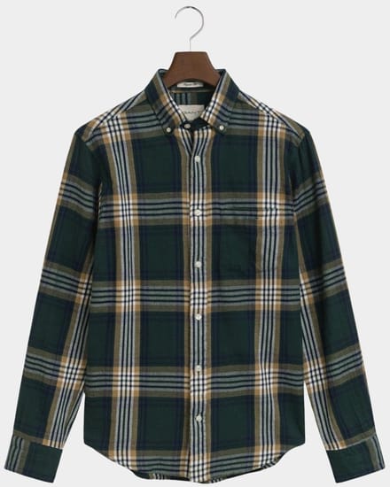 Gant Casual hemd lange mouw Groen Reg Windblown Flannel Check S 3250243/374
