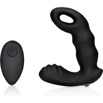 Shots - Ouch! OU907BLK - Beaded Vibrating Prostate Massager with Remote Control - Black