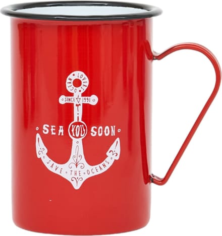 Emaille beker anker rood 8x11,5 - BATELA