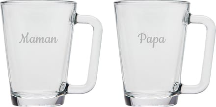 Theeglas gegraveerd - 26cl - Maman & Papa