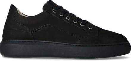 Manfield - Heren - Zwarte nubuck sneakers - Maat 40