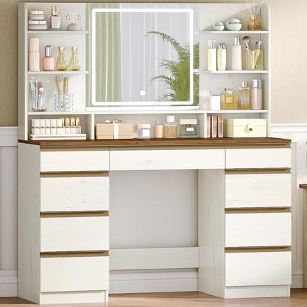 Make Up Tafel met Spiegel - Kaptafel voor Meisjes - Hollywood Spiegel met Verlichting - orbit