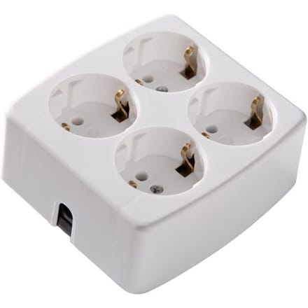 Martin Kaiser 4-Socket Desktop Voedingsstrip Vierkant Wit (Europese Stekkerdoos) - 536/KWS [2 Stuks]