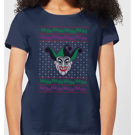 DC Joker Knit Women's Christmas T-Shirt - Navy - M