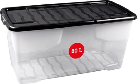 Transparante opbergbox met deksel 80L | Stapelbaar | Transparant | Topkwaliteit