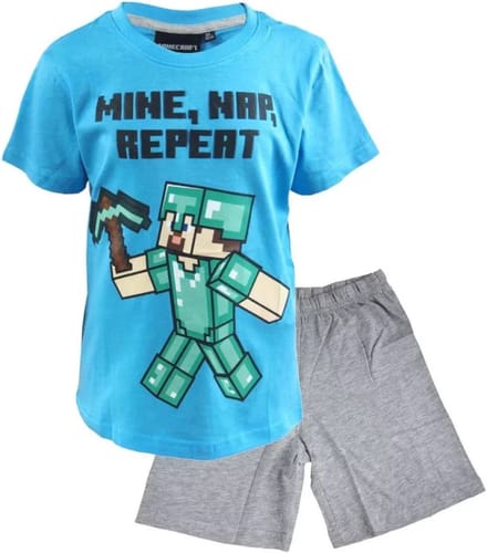 Minecraft Short Pyjama - Shortama - 100% Katoen. Maat 128 cm / 8 jaar - met 1 Stylus Pen.