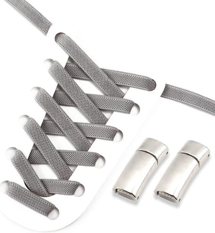 DrPhone LaceTech - Premium Veters met Magnetische sluiting - Geschikt voor o.a. sneakers - Grijs