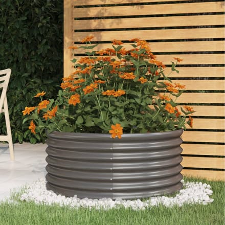 vidaXL - Plantenbak - 80x80x36 - cm - gegalvaniseerd - staal - grijs