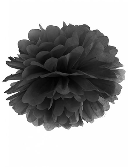 PARTYDECO - Zwarte papieren tissue pompon om op te hangen 25 cm