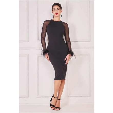 Midi jurk met ronde hals dames Goddiva