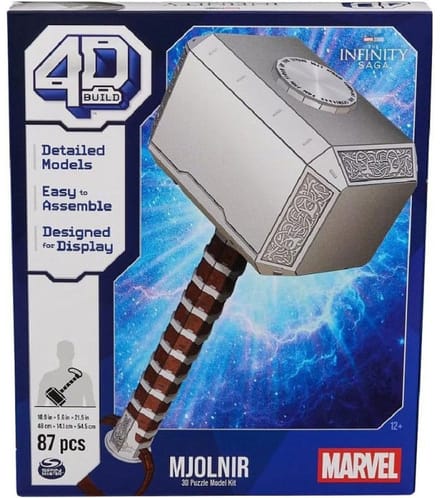 4D Build Marvel - Mjolnir Thor-hamer - 3D Puzzel - 87 stuks - kartonnen bouwpakket