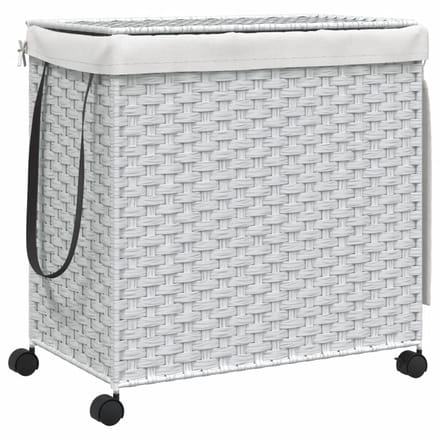 vidaXL - Wasmand - op - wielen - 60x35x60,5 - cm - rattan - wit
