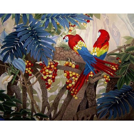 Broderie Diamant Peinture Point de Croix Icônes Tableau Mural  Perroquet Mangeant un Fruit  Décoration de Noël 20X30CM gray