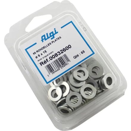 Set van 65 stalen platte ringen Algi