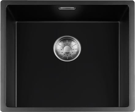 Lorreine Black Quartz Series spoelbak 4540cm Plug Inox 45BQ-FU-Inox