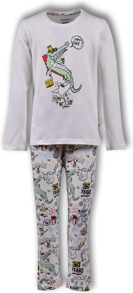 Woody pyjama meisjes – gebroken wit – krokodil – 192-1-CPE-Z/106 – maat 128