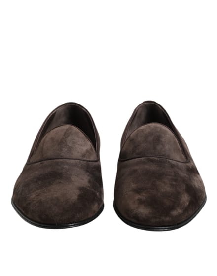 Dolce & Gabbana Bruine Velvet Leren Slip-On Instappers