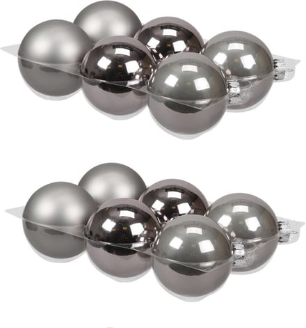 Othmar Decorations Kerstballen - 12x st - titanium grijs - 8 cm - glas - mat / glans - kerstversiering