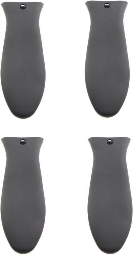 4 Stuks Zwarte Siliconen Hittebestendige Pan Handvatbeschermers Antislip