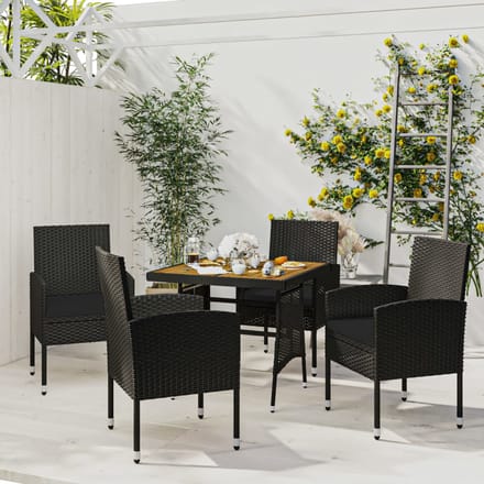 vidaXL - 5-delige - Tuinset - poly - rattan - zwart