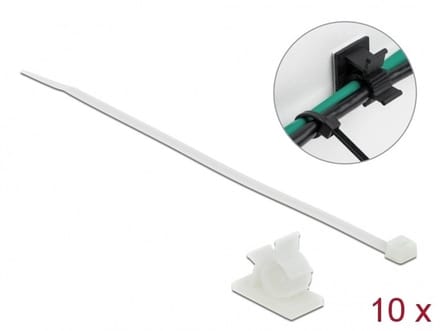 Tie-wraps met kabelklemmen | 300 x 4,8mm | transparant | 10 stuks