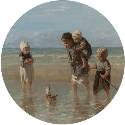 Kinderen der zee, Jozef Israëls - Foto op Behangcirkel - ⌀ 100 cm