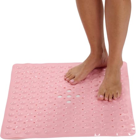 Antislip Douchemat Vierkant met Zuignappen voor Douchecabine - Babyroze