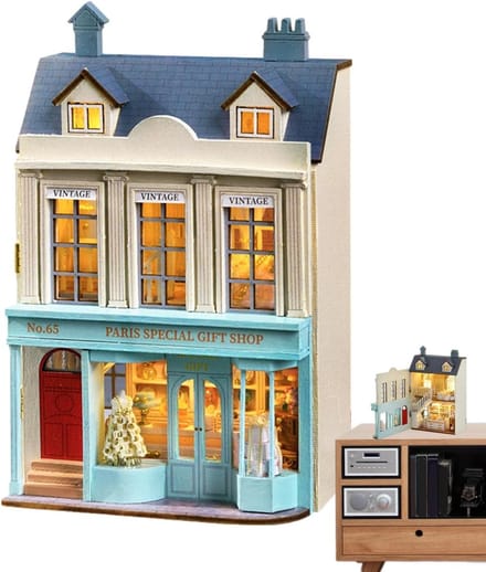 Houten Huis Set - Miniatuur Bouwpakket - Creatief Hobbyen - Inclusief Meubels - Compact Formaat - Wit