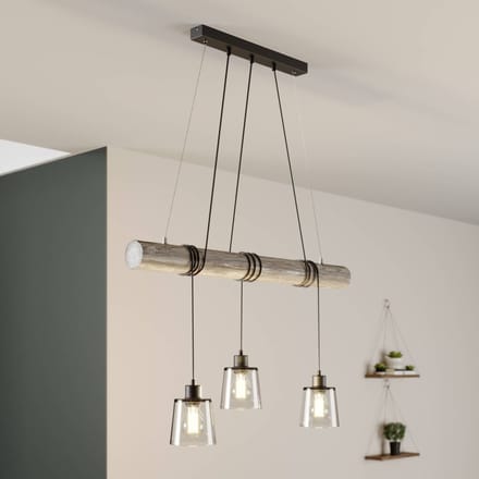 BRITOP Hanglamp Karrl, 3-lamps, rookgrijs/grijs