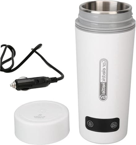 Waterkoker Auto - Reis Waterkoker - Warme Dranken Onderweg - Temperatuurregeling - 450 ml - Wit