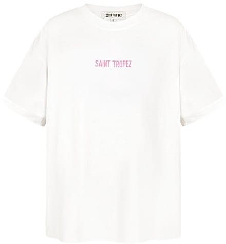 Shirt - Dames - Dameskleding - Maat M - Wit - Roze - T-shirt - Oversized - Saint Tropez - Trending
