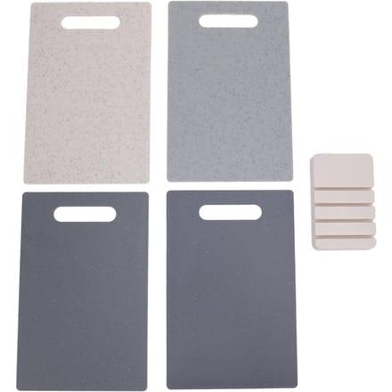 4-delige Snijplankset Plastic Flexibele Snijplanken met Antislip Basis voor Vlees Groenten Fruit gray