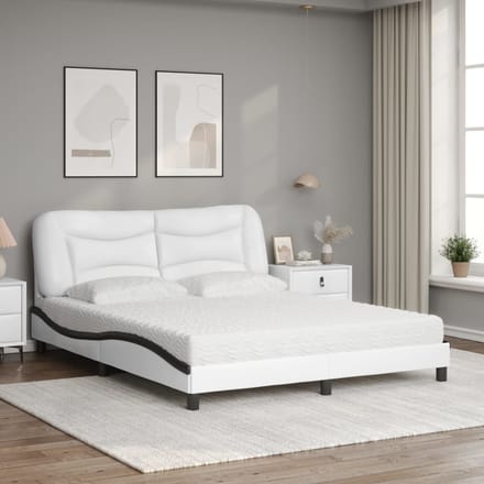 vidaXL - Bed - met - matras - "Hvar" - kunstleer - wit - en - zwart - 160x200 - cm
