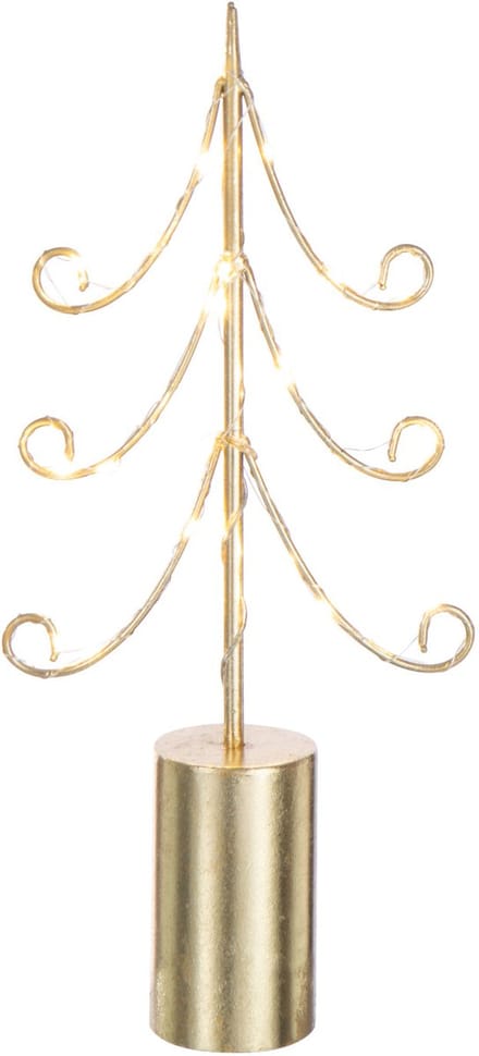 J-Line decoratie Boom - ijzer - goud - small - LED lichtjes