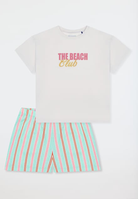 Korte pyjama Beach Club parelmoer - Teens Nightwear 164