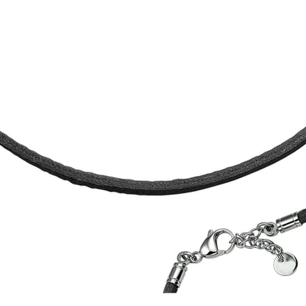 Stalen Collier Leer 3 – 53 cm – Zilverkleurig –