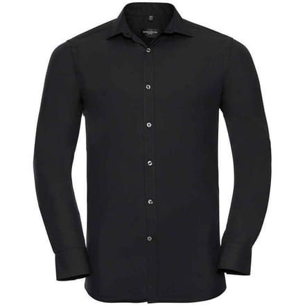 Russell Collection Heren Ultimate Stretch Formeel Overhemd met Lange Mouwen (Zwart)