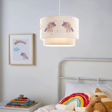 Kinder hanglamp Lurgan E27 wit met eenhoorn motief lux.pro