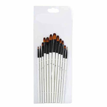 Ensemble de 12 Pinceaux de Peinture Manche Blanc Perle Outil de Dessin pour Aquarelle Propène(Pointe filbert) white
